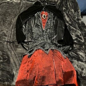 Red and black incharacter vampire Halloween costume kids size 6